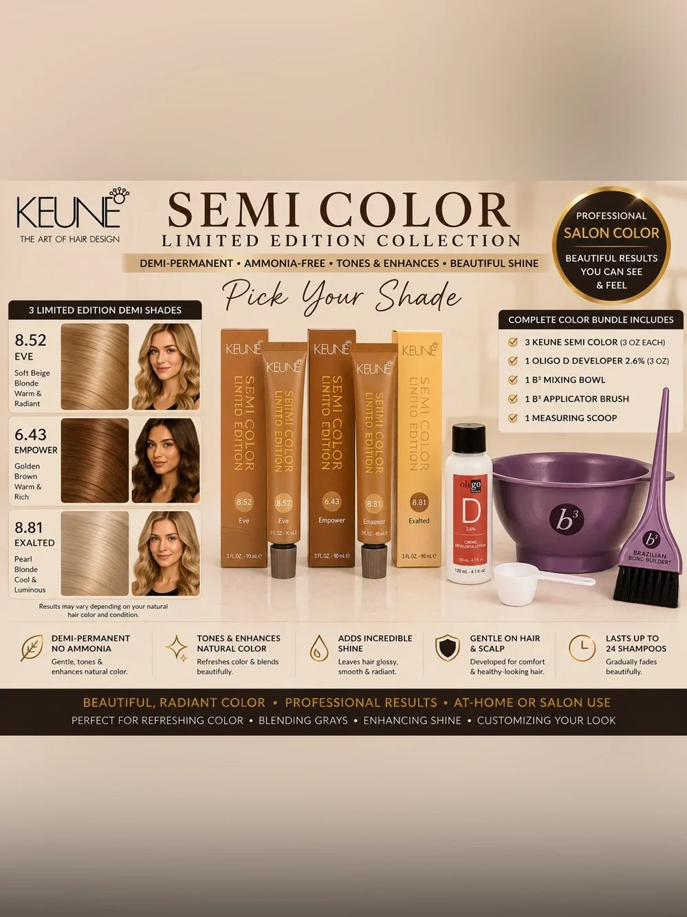 Keune Blonde Touch Up Root Hair Color Kit: Semi & Demi-Perm PICK UR COLOR - NEW